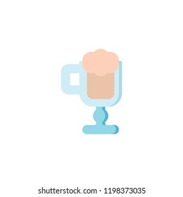 Coffee latte flat icon, vector sign, colorful pictogram isolated on white. Glass mug with foam symbol, logo illustration. Flat style design
