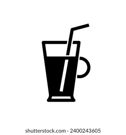 Coffee latte in glass black icon