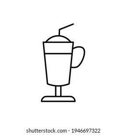 Coffee latte icon in flat black line style, isolated on white 