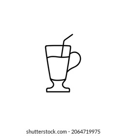 Coffee latte icon in flat black line style, isolated on white 