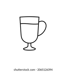Coffee latte icon in flat black line style, isolated on white 