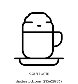 coffee latte icon. Line Art Style Design Isolated On White Background