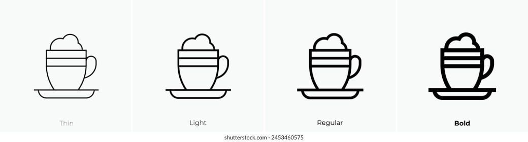 coffee latte icon. Thin, Light Regular And Bold style design isolated on white background