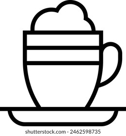 icono café con leche. Diseño de estilo lineal delgado aislado sobre fondo blanco