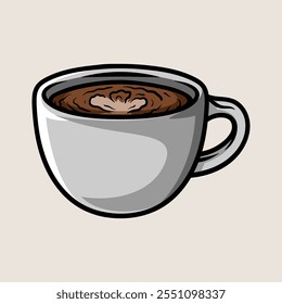 Kaffee latte einzelne Zeichnung Linie Kunst Stil Skizze klassische Vintage Design Illustration