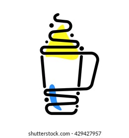 Coffee Latte, one line style. Vector illustration