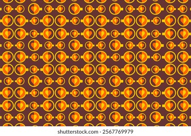 The coffee latte pattern design with orange and yellow love motifs on it, gives a warm impression. Perfect for background, textile, fabric and other needs.