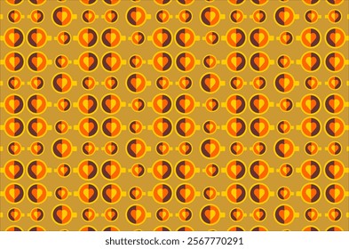 The coffee latte pattern design with orange and yellow love motifs on it, gives a warm impression. Perfect for background, textile, fabric and other needs.