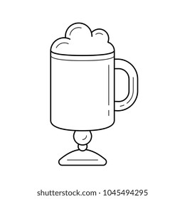 Coffee latte vector line icon isolated on white background. Delicious latte coffee with whipped foam in a tall glass line icon for infographic, website or app.