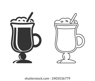 Coffee latte vector line icon set in flat
