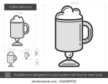 Coffee latte vector line icon isolated on white background. Coffee latte line icon for infographic, website or app. Scalable icon designed on a grid system.