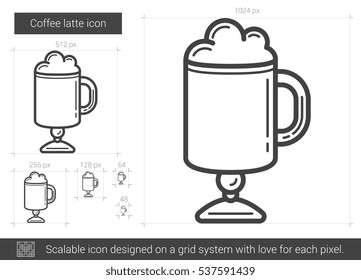 Coffee latte vector line icon isolated on white background. Coffee latte line icon for infographic, website or app. Scalable icon designed on a grid system.