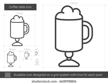 Coffee latte vector line icon isolated on white background. Coffee latte line icon for infographic, website or app. Scalable icon designed on a grid system.