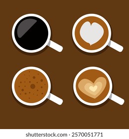 coffee latter art icon set