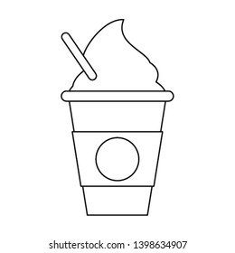 Coffee latter to go cup in black and white