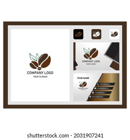 coffee leaf brown logo vector