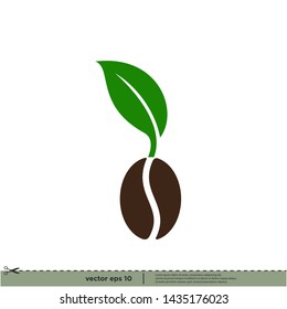 coffee and leaf icon concept company logo 