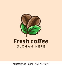 coffee leaf logo design vector template