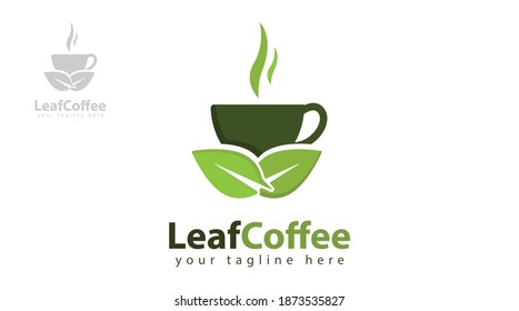 Coffee leaf logo template. Vector