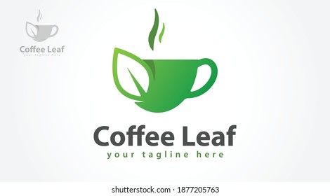 Coffee leaf logo template. Vector