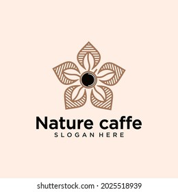 Coffee leaf logo vector set, nature logo logo design template abstract green leaf symbol for coffee shop in nature style, natural and organic coffee packaging with natural look
