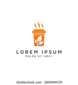 coffee and leaf negative space logo design