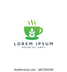 coffee and leaf negative space logo design
