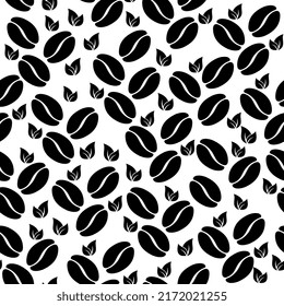 Coffee and leaf seamless vector pattern