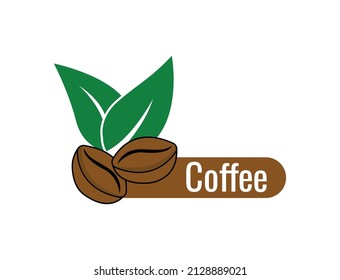 coffee and leaves icon, logo vector illustration 