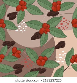 coffee  leaves seamless pattern wallpaper