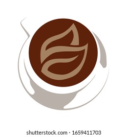 coffee and leaves, vector illustration