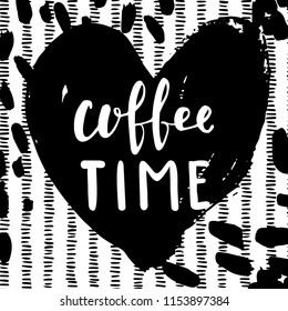 Coffee lettering with hand drawn textured background