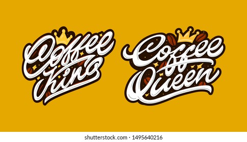 Coffee lettering illustration. Vector print.