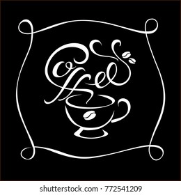 Coffee. Lettering. The logo design . handmade drawing. Vector