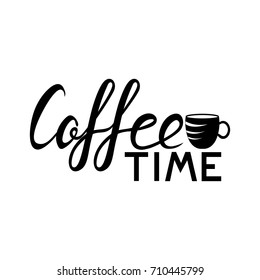 Coffee lettering, logo, list, menu Coffee cup for coffee time