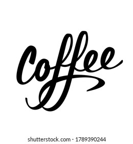 Coffee Lettering logo sign. Black Letters on White Background. Vector Illustration