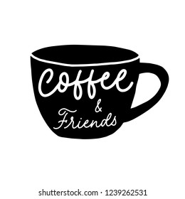 coffee lettering on cup vector