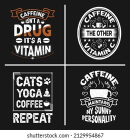 Coffee lettering typographic quotes design bundle.