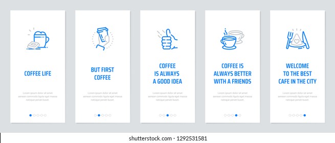 Coffee life, But first, coffee, Coffee is always a good idea, Coffee is always better with a friends, Welcome to the best cafe in the city. Template for website design.