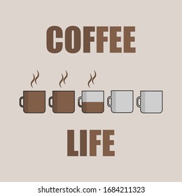 Coffee Life level. Flat style illustration. 