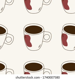 Estilo de vida del café ilustración vectorial de fondo sin fisuras. Diseño abstracto moderno. Papel envuelto. Estilo escandinavo.