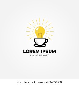 Coffee and light bulb logo vector icon template
