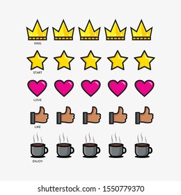 Coffee. like. love. stars. crown icon symbol flat design vector