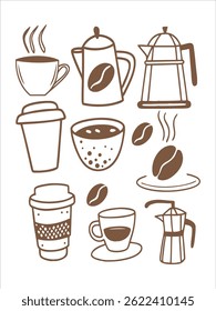 Coffee Line Art Illustration Set