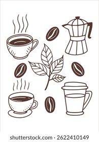 Coffee Line Art Illustration Set