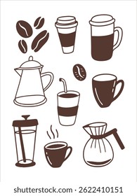 Coffee Line Art Illustration Set