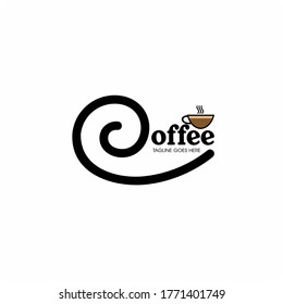 coffee  line art logo , coffee logo tempate