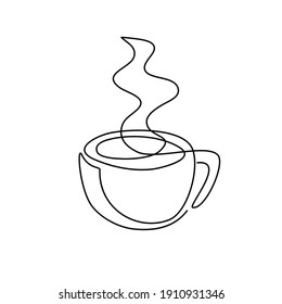 Coffee Line Art Vector Illustration.Continuous coffee line design