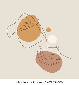 Vector de artes de la línea del café. Ilustración vectorial de línea continua dibujada a mano.