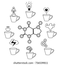 coffee line design icons set